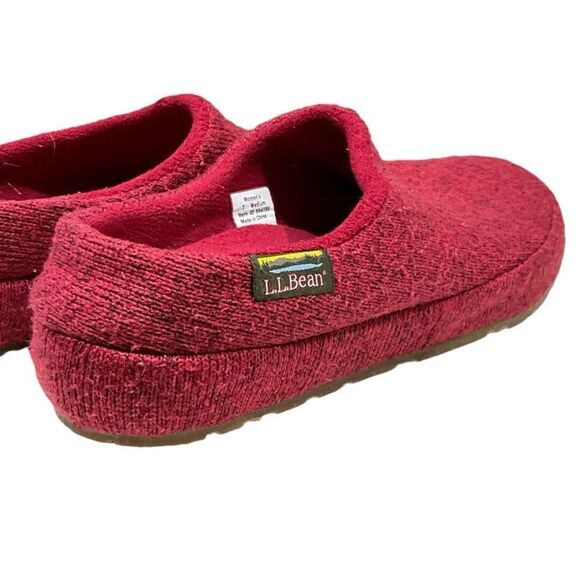 L.L. BEAN Knit Fleece Slippers Mules Women’s Size 7M Shoes Red Slip On - Picture 7 of 11